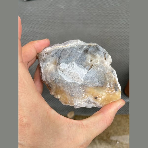 Pale translucent fluorite plate from Guizhou — detail view