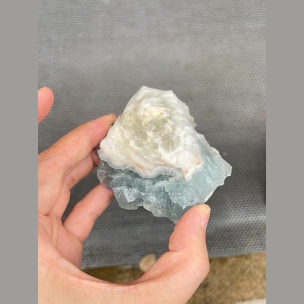Pale green octahedral fluorite from Jiangxi — detail view