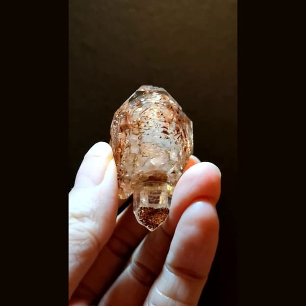 Rune door skeletal quartz from Madagascar — detail view