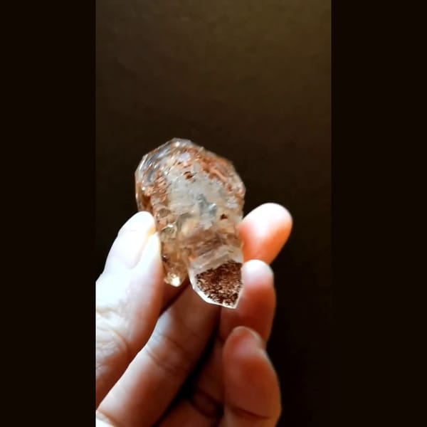 Rune door skeletal quartz from Madagascar — detail view