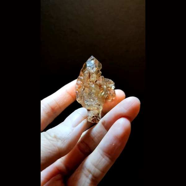 Glossy red clay skeletal quartz from Madagascar — detail view