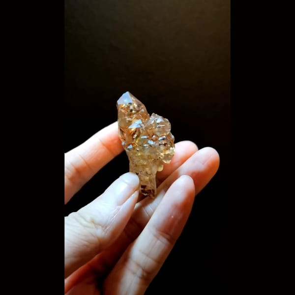 Glossy red clay skeletal quartz from Madagascar — detail view