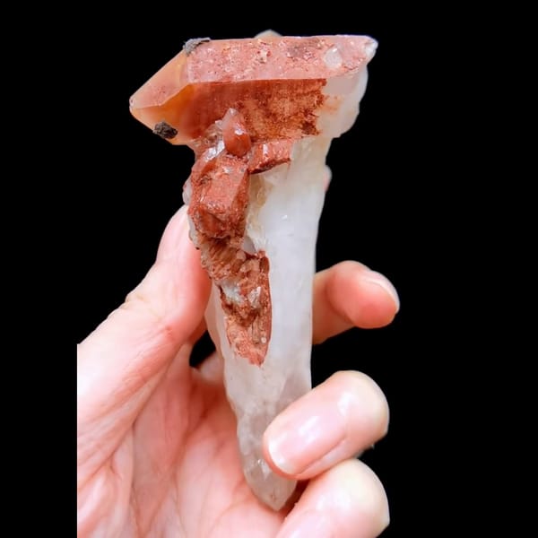 Red scepter phantom quartz from South Africa — alternate view