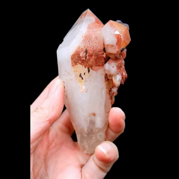 Red scepter phantom quartz from South Africa — detail view
