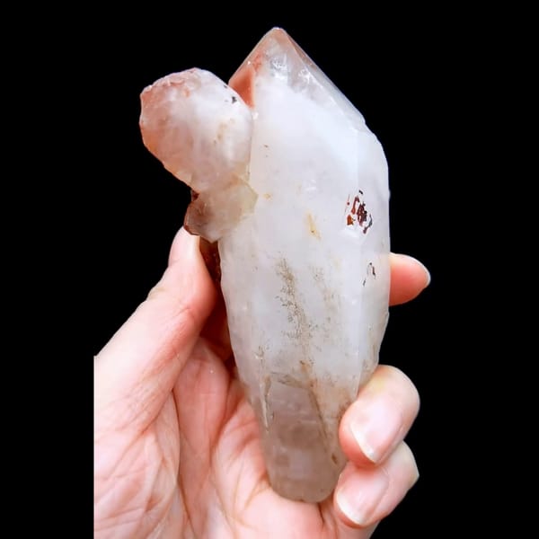 Red scepter phantom quartz from South Africa — detail view