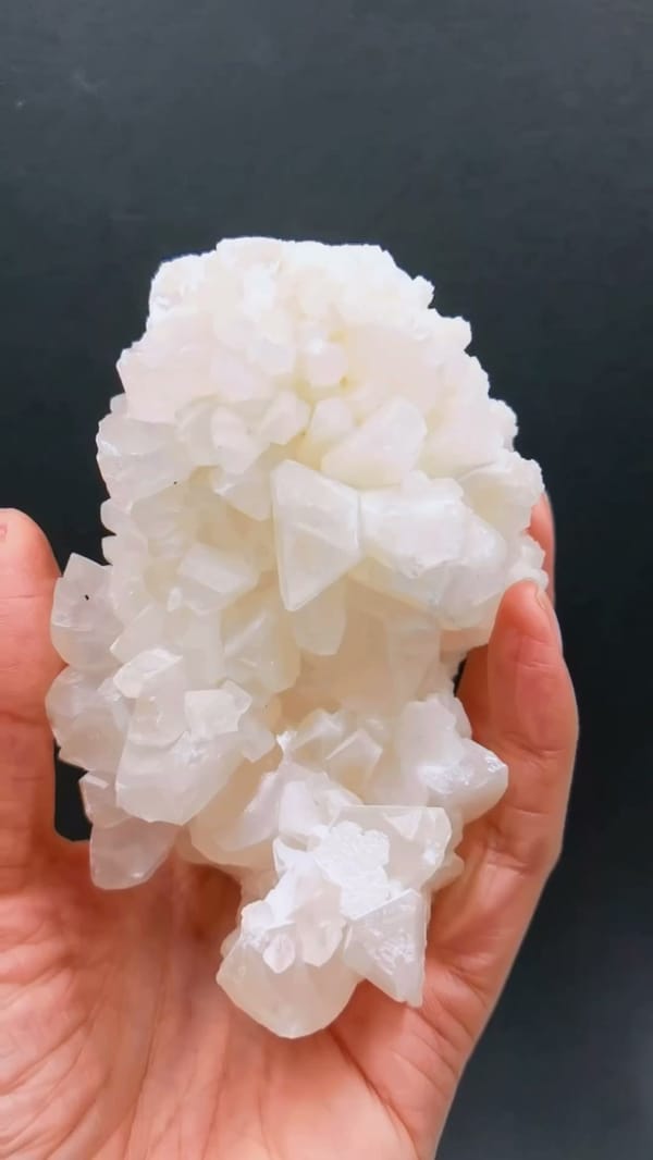 Complete front view of Crystallized Calcite with Pale Blue Fluorescence from Yunnan