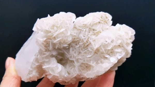 Complete front view of Quartz with Lace Calcite and Pyrite from Yaogangxian