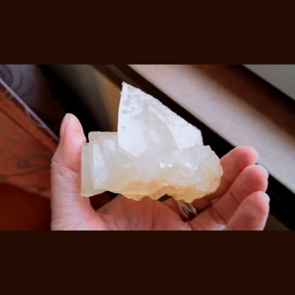 Pale yellow calcite crystals from Yunnan — alternate view