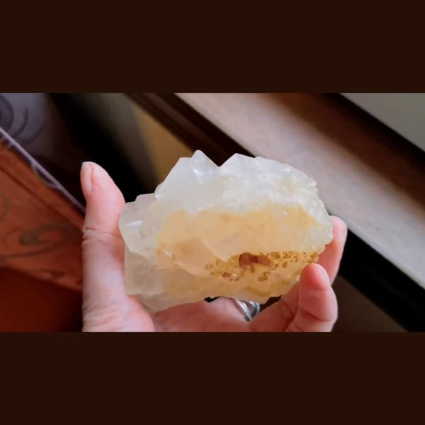 Pale yellow calcite crystals from Yunnan — alternate view