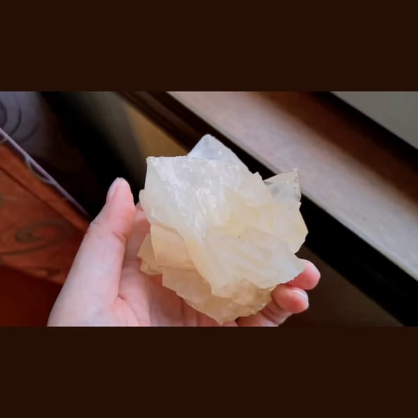 Pale yellow calcite crystals from Yunnan — detail view