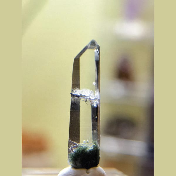 Quartz Point with Green Chlorite — Himalaya, India, natural mineral specimen, photo 1 of 3