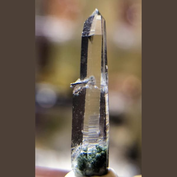 Quartz Point with Green Chlorite — Himalaya, India, natural mineral specimen, photo 2 of 3