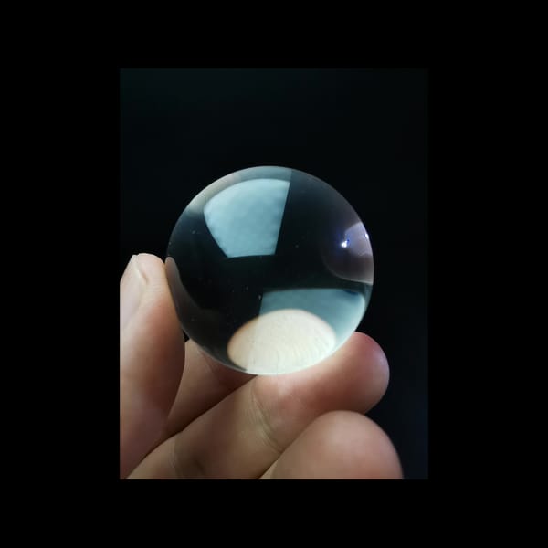Near-Clean clear quartz sphere, 34.8 mm — alternate view
