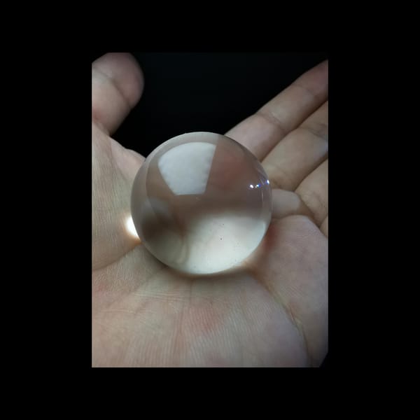 Near-Clean clear quartz sphere, 34.8 mm — alternate view