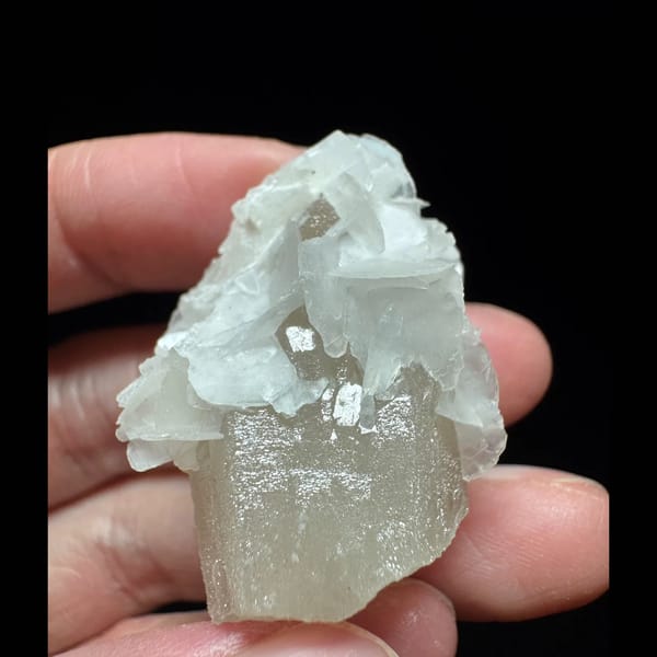 Frosted quartz with white petal calcite from Inner Mongolia — complete view