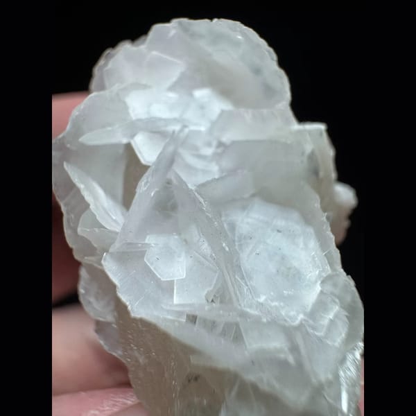 Frosted quartz with white petal calcite from Inner Mongolia — detail view
