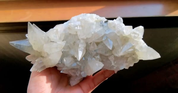 Complete side view of the exact Large Dogtooth Calcite Cluster from Daye