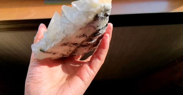 Complete reverse view of the exact Large Dogtooth Calcite Cluster from Daye