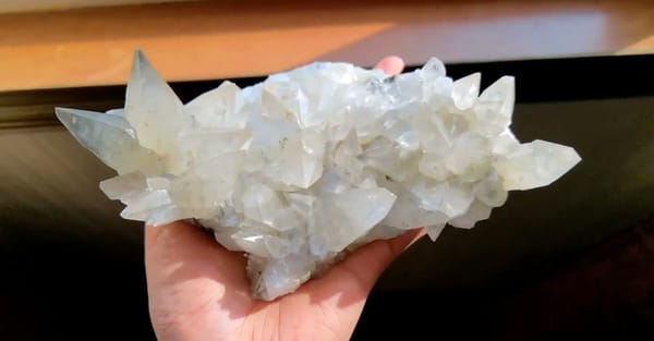 Complete underside view of the exact Large Dogtooth Calcite Cluster from Daye