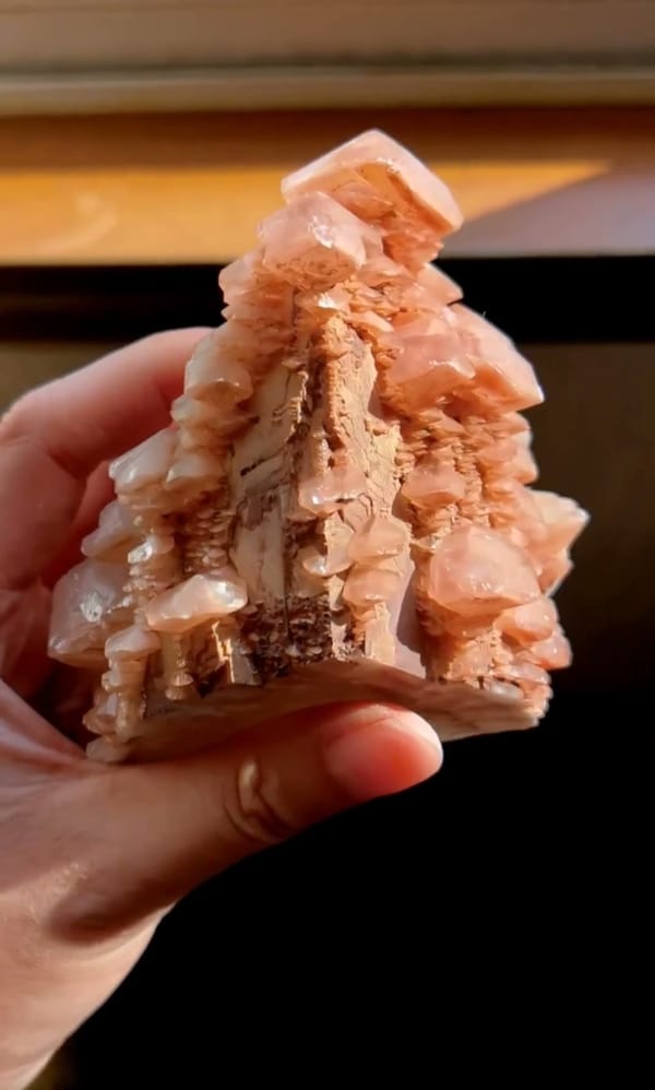 Complete underside view of the exact Bicolour Tower Calcite from Daye