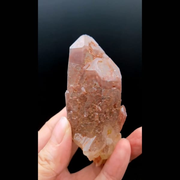 Red phantom quartz from Zambia — detail view