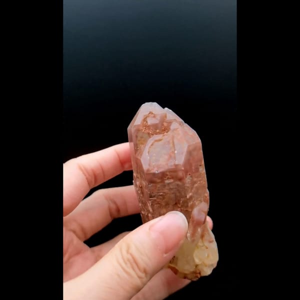 Red phantom quartz from Zambia — detail view