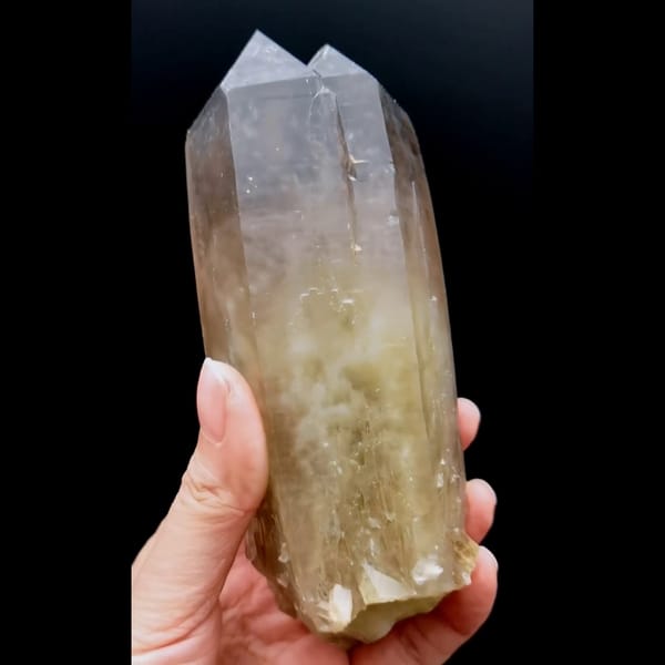 Yellow rutile citrine with tunnel from Congo — alternate view