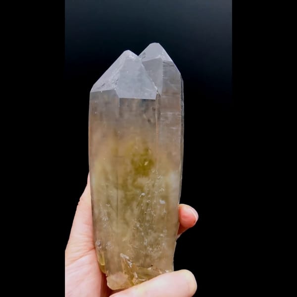 Yellow rutile citrine with tunnel from Congo — alternate view