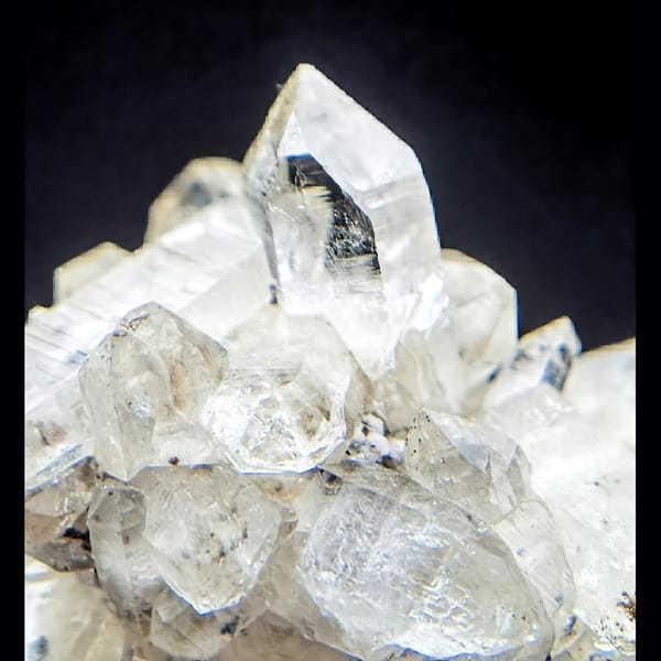 Clear Quartz Cluster with Dark Inclusions — Pakistan, natural mineral specimen, photo 1 of 4