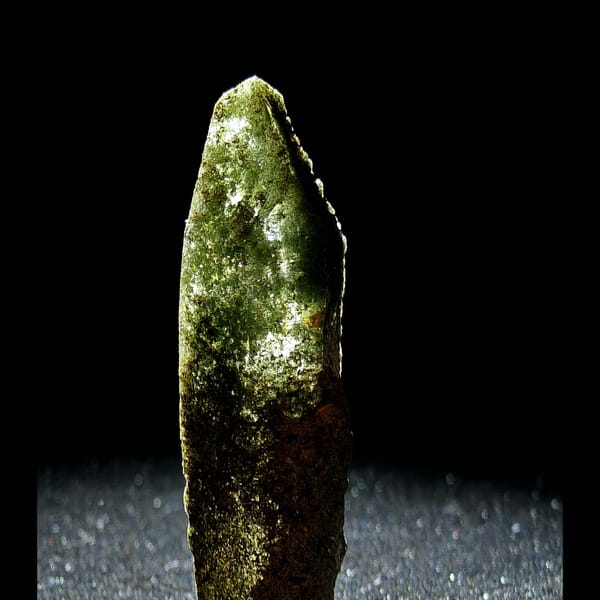Himalayan green chlorite phantom quartz point from Tibet — complete view