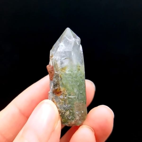 Himalayan green phantom quartz from Tibet — detail view