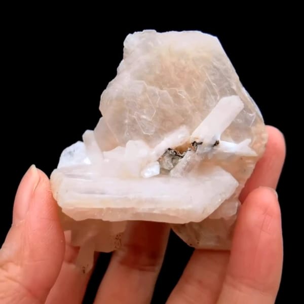Pink zeolite cluster from India — complete view