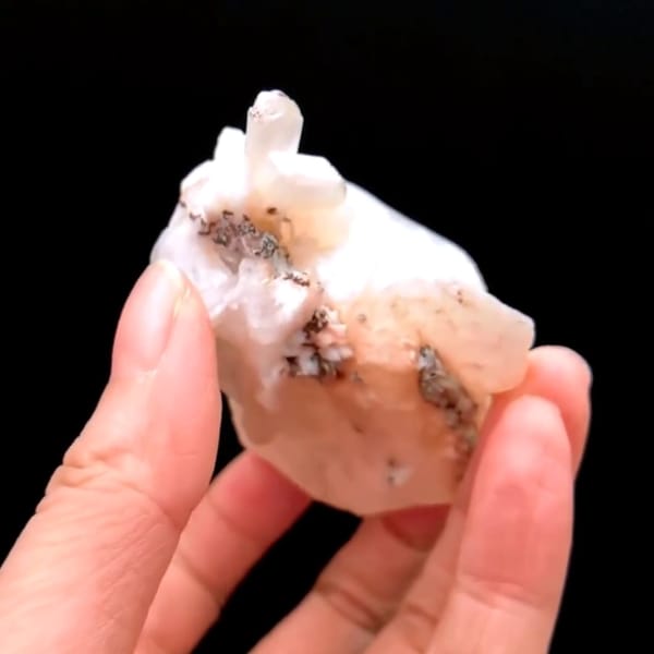Pink zeolite cluster from India — detail view