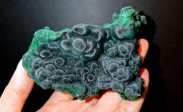Complete front view of Botryoidal Chatoyant Malachite from Congo