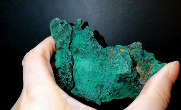 Complete reverse view of the exact Botryoidal Chatoyant Malachite from Congo