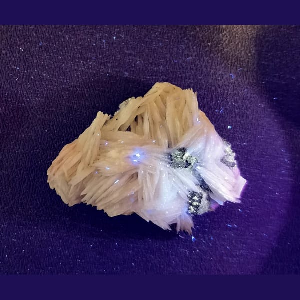 Pale pink bladed barite with cerussite from Morocco — alternate view