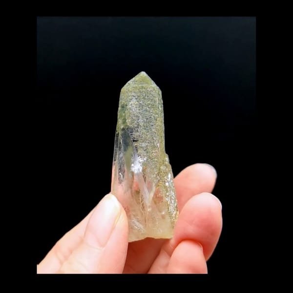 Himalayan green phantom quartz point from Tibet — alternate view