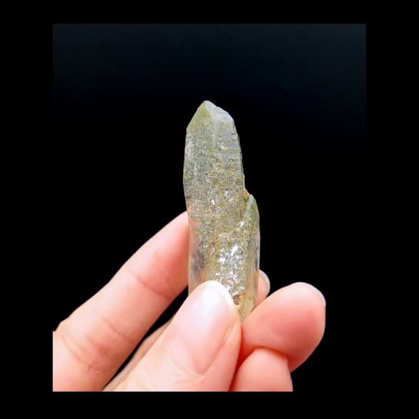 Himalayan green phantom quartz point from Tibet — alternate view