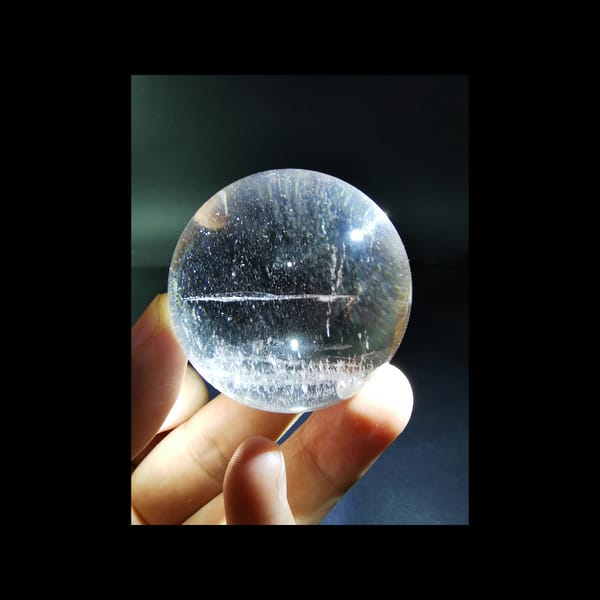 Starry clear quartz sphere, 43.5 mm — alternate view