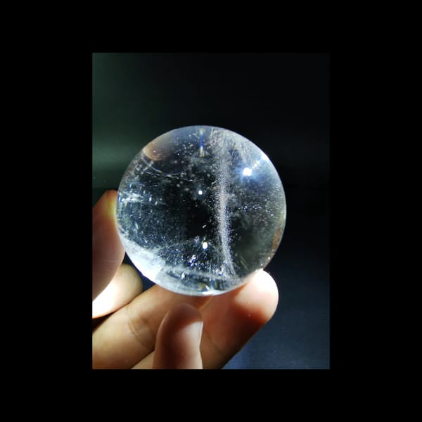 Starry clear quartz sphere, 43.5 mm — alternate view