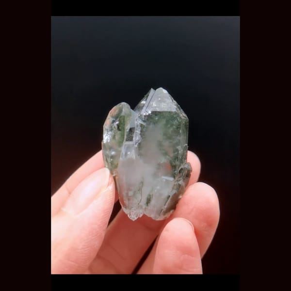 Green phantom quartz from Pakistan — complete view