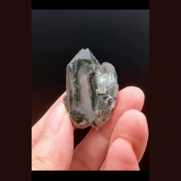 Green phantom quartz from Pakistan — detail view