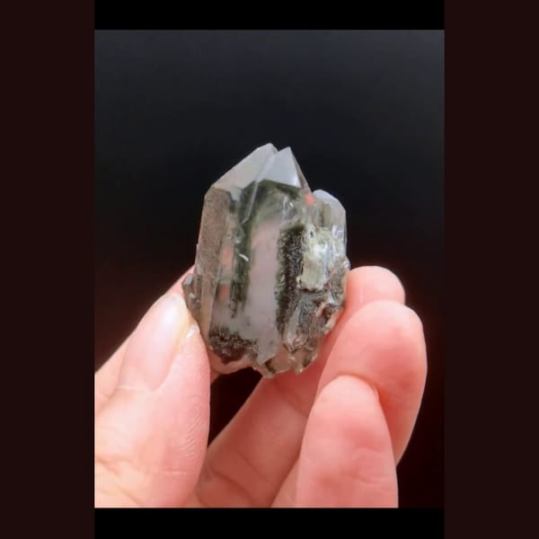 Green phantom quartz from Pakistan — detail view