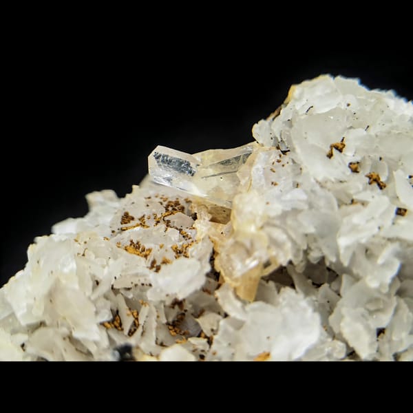 Quartz, golden calcite and chalcopyrite floater from Inner Mongolia — alternate view