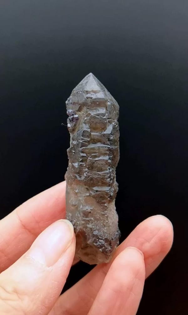 Smoky Quartz Point with Secondary Growth and Fluorite Cubes — Inner Mongolia, China, natural mineral specimen, photo 5 of 5