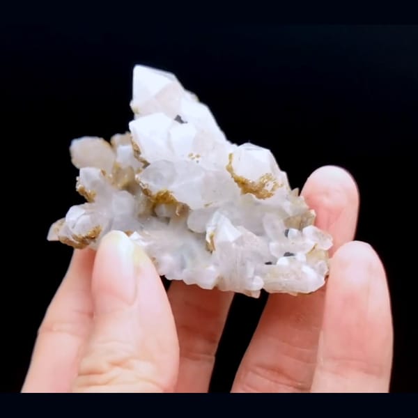 Fujian secondary quartz with fluorite freestanding — alternate view