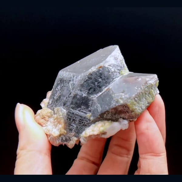 Black quartz with associates from Inner Mongolia — complete view