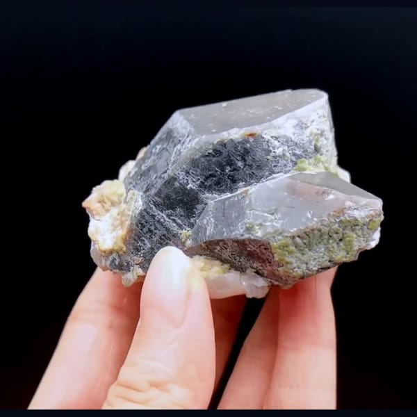 Black quartz with associates from Inner Mongolia — alternate view