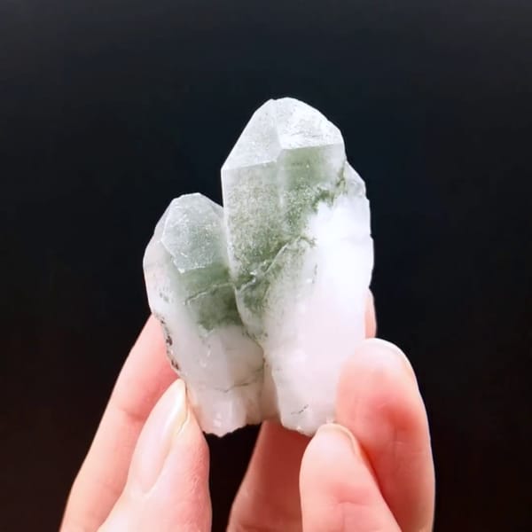 Small green phantom quartz from Pakistan — alternate view