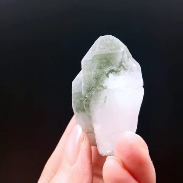 Small green phantom quartz from Pakistan — alternate view